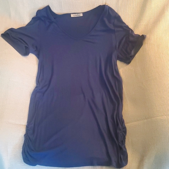 Caralase women's blue top with ruching on sides size medium - Picture 1 of 3